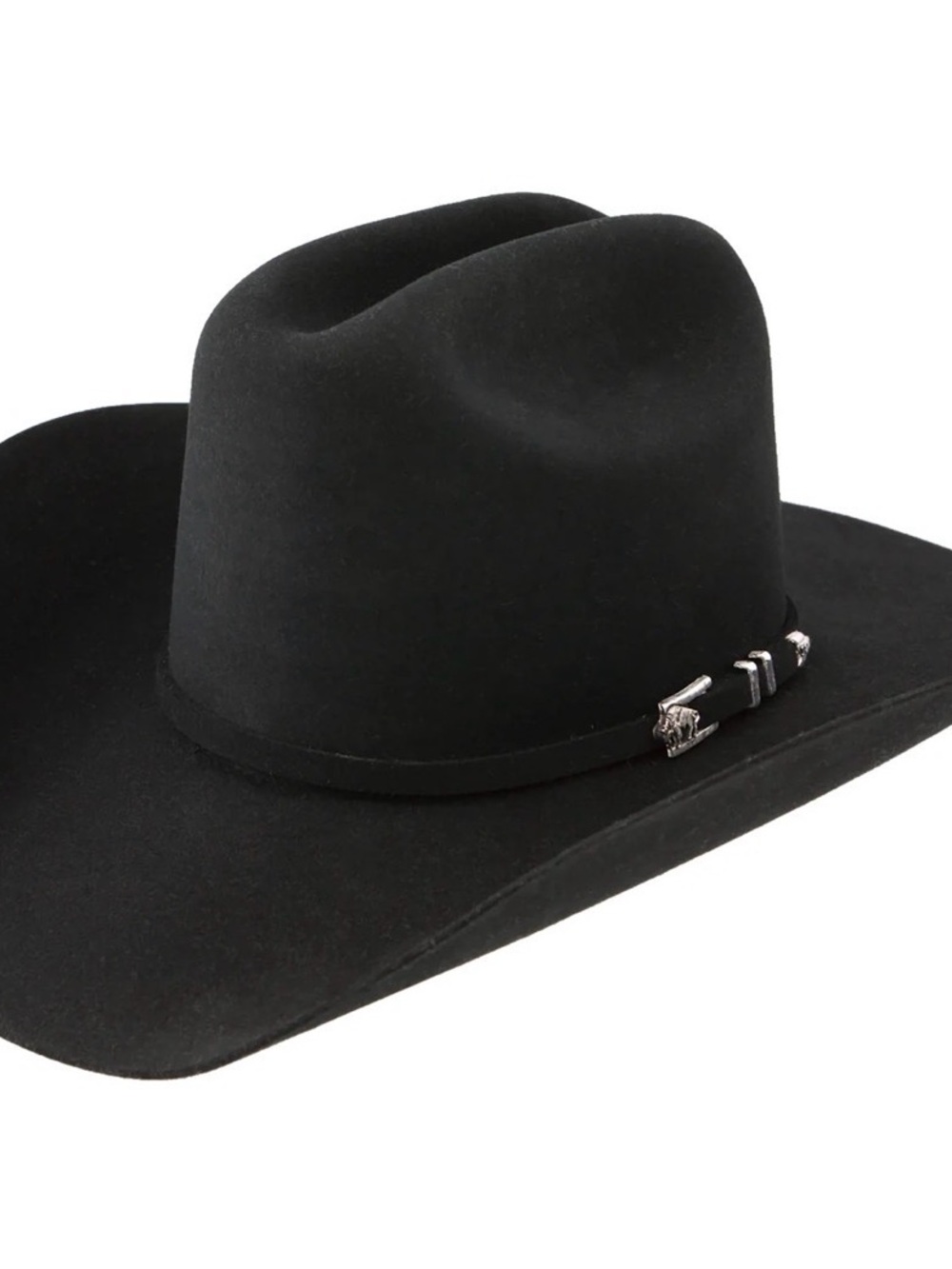 Stetson Apache 4x Buffalo Felt Black USA Western Cowboy Hat with Silver Conchos